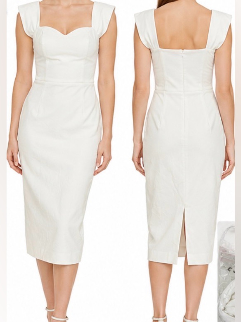 Dress the Population Square Neck Midi Dress – White